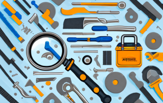A toolbox with various tools like a wrench