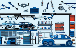 A well-organized auto repair shop with various tools