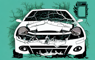 A car with visible damages due to a collision with a deer