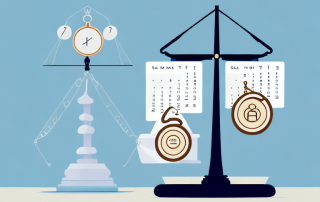 A symbolic balance scale with insurance policies on one side and a calendar representing years on the other