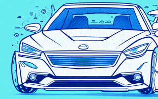 A car with minor paint damages being restored by a futuristic