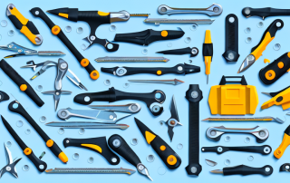 A set of professional tools like a screwdriver