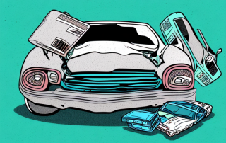 A crashed car with a wallet nearby