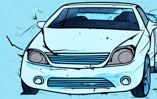 A damaged car with visible dents and scratches