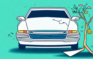 A car with a broken windshield and a tree branch lying on top of it