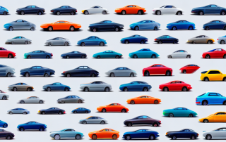 Various types of cars on a road