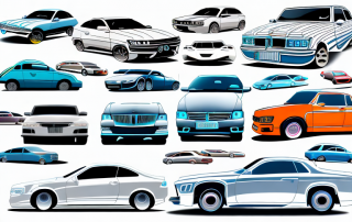 Various types of cars with different colored auras or highlights