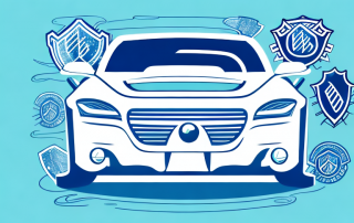 A car with a protective shield symbolizing insurance