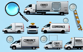 Several different commercial vehicles like a van