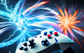 A gaming console with a dramatic