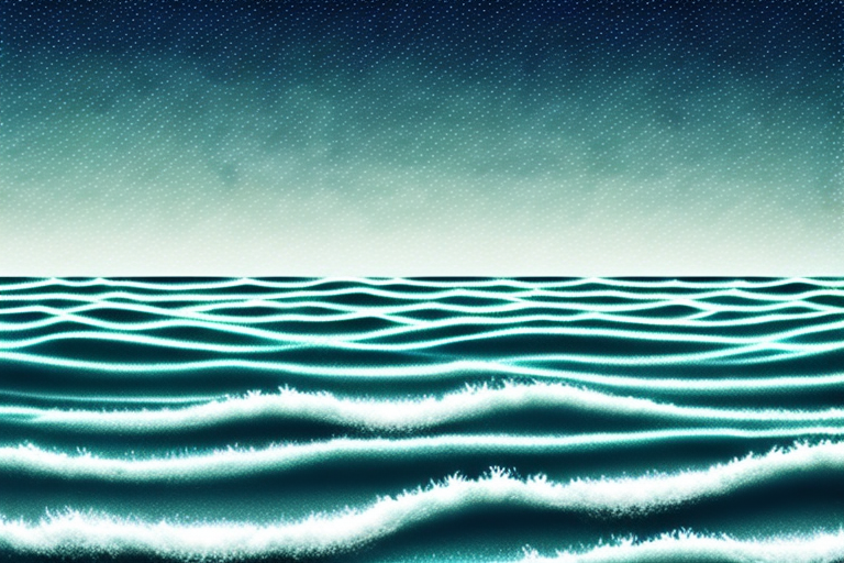 A serene seaside scene under the night sky