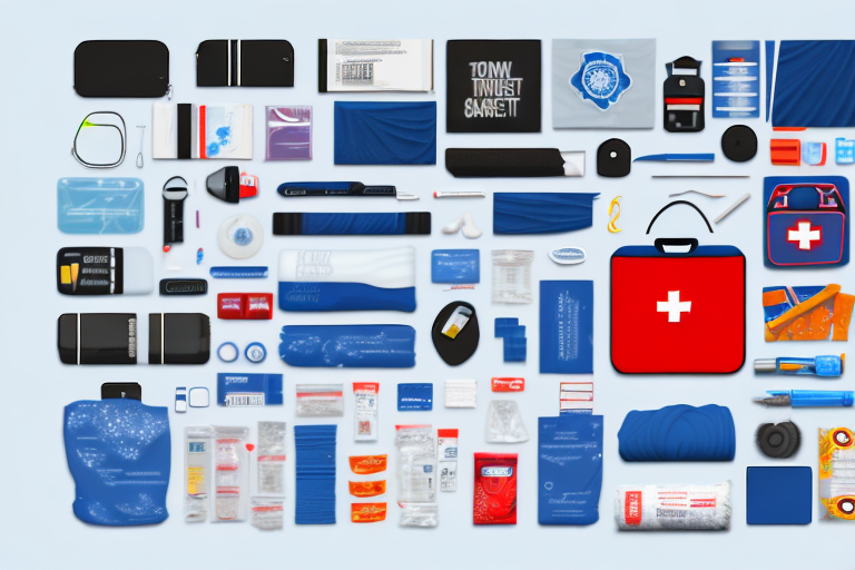 An open emergency kit for a car