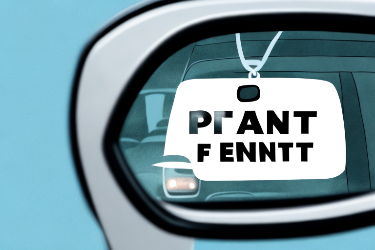 A private car with a "for rent" sign hanging on the rearview mirror