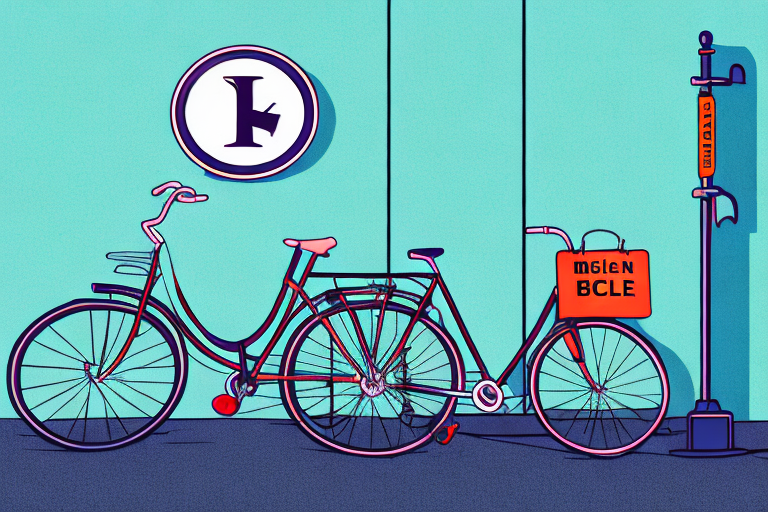 A bicycle leaning against a street sign with a broken bottle of alcohol next to it