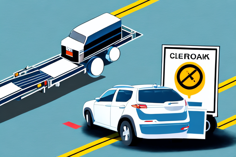 A car with a trailer attempting to overtake on a road with clear signs indicating a no-overtaking zone