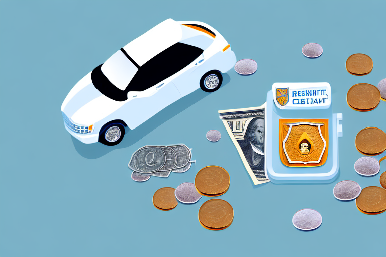 A rental car with a protective shield symbolizing insurance