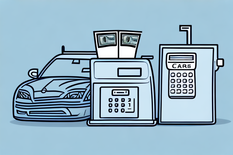 A pair of car rims next to a cash register