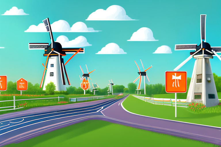 A typical dutch landscape with a network of bike lanes