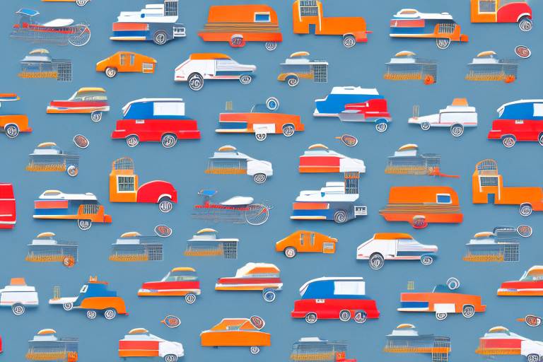 A parking lot filled with different types of vehicles