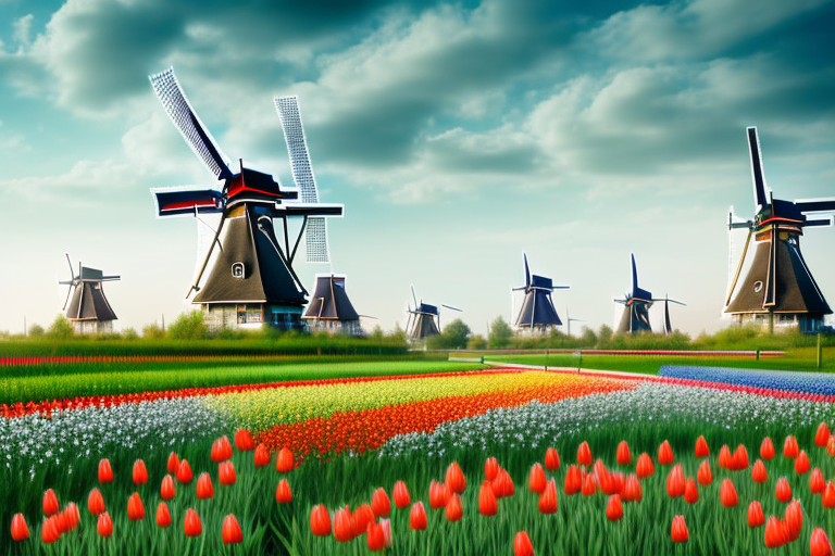 A dutch landscape with a car accident on a highway