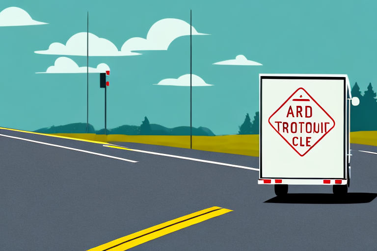 A car pulling a trailer on a road with a clear sign indicating a prohibition for trailers
