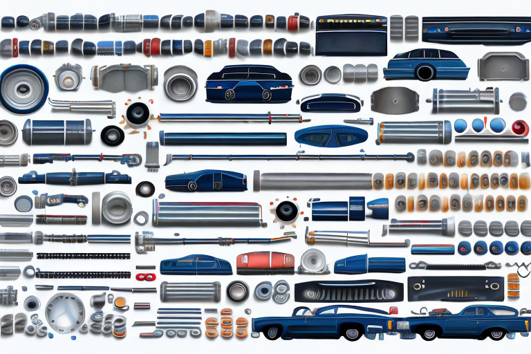 Various essential car parts like engine