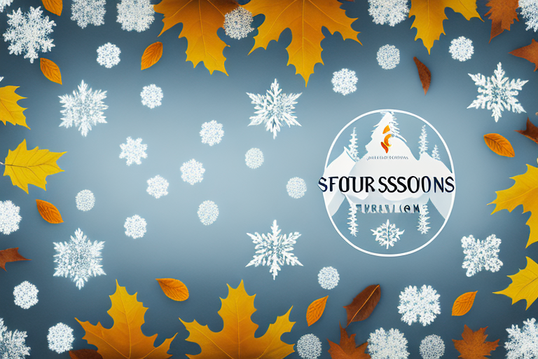 Four seasons represented on a car tire