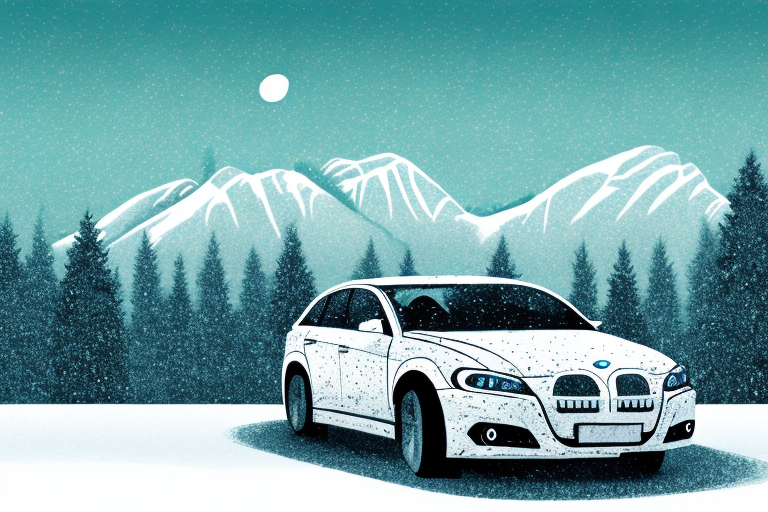 A car with all-season tires driving through a scenic austrian landscape