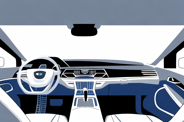 A car's interior showcasing the airbags being deployed