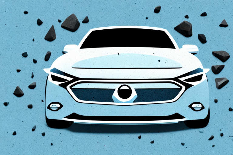 A car with visible dents on the hood due to stone chips