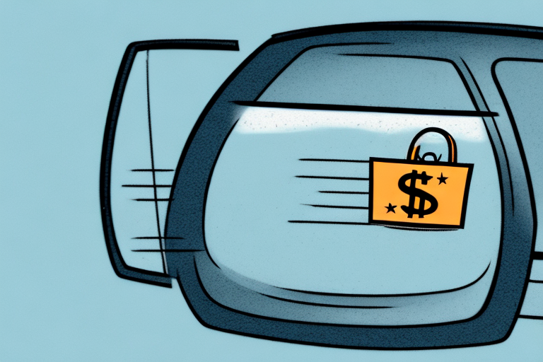 A private car with a price tag hanging from the rearview mirror