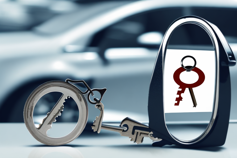 A car with a 'for sale' sign in a dealership