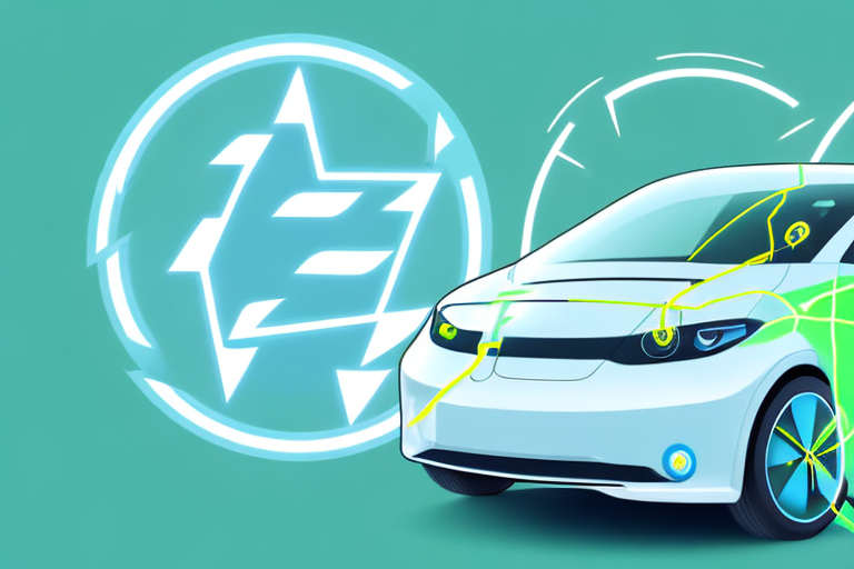 An electric car with visible insurance policy documents and safety symbols