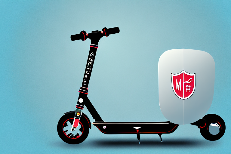 An e-scooter with a protective shield symbolizing insurance