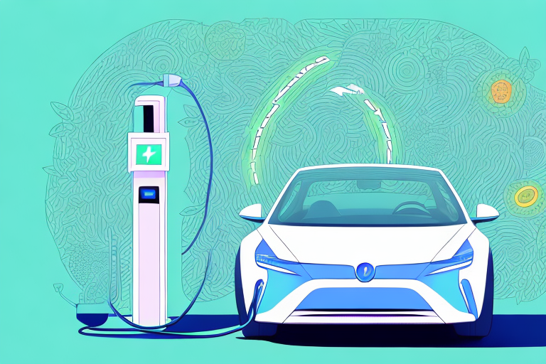 An electric car plugged into a charging station