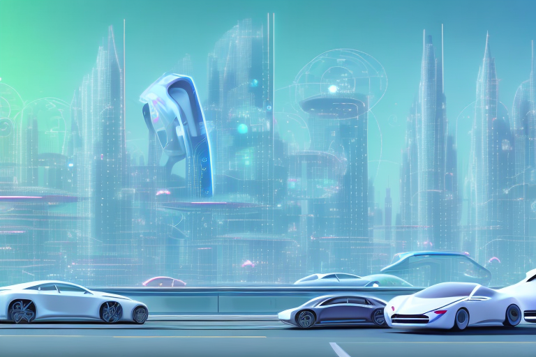 A futuristic cityscape with high-tech