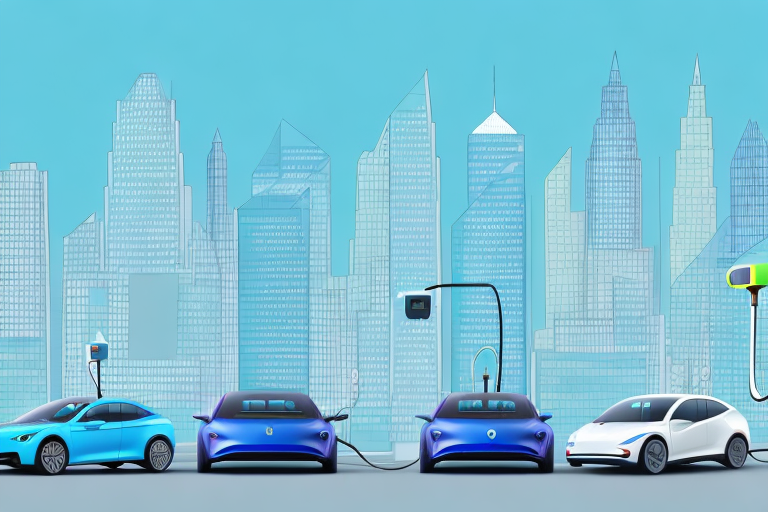 Several electric cars of different models and colors