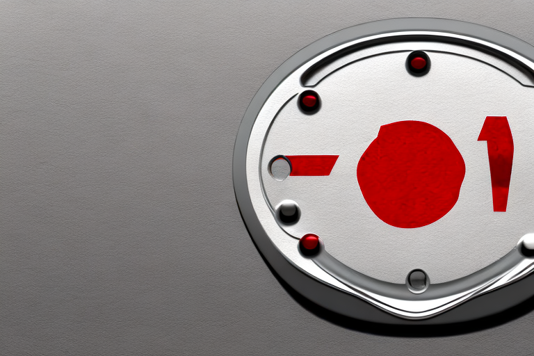 A red license plate with a shadow of a euro symbol in the background