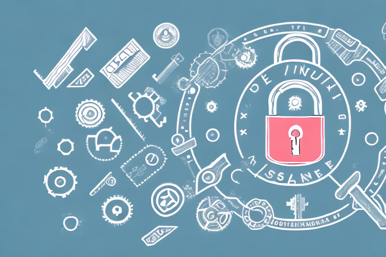 A key surrounded by various symbols of insurance such as a shield