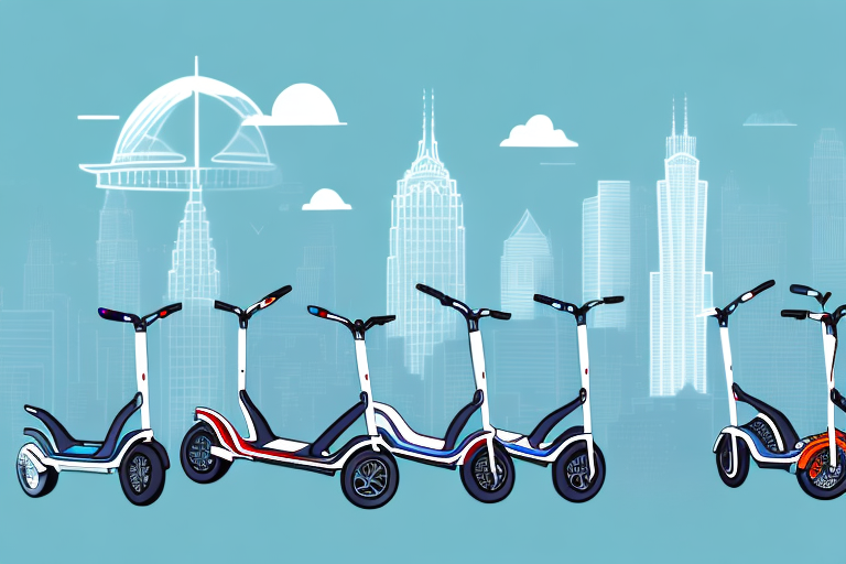 Several different e-scooters