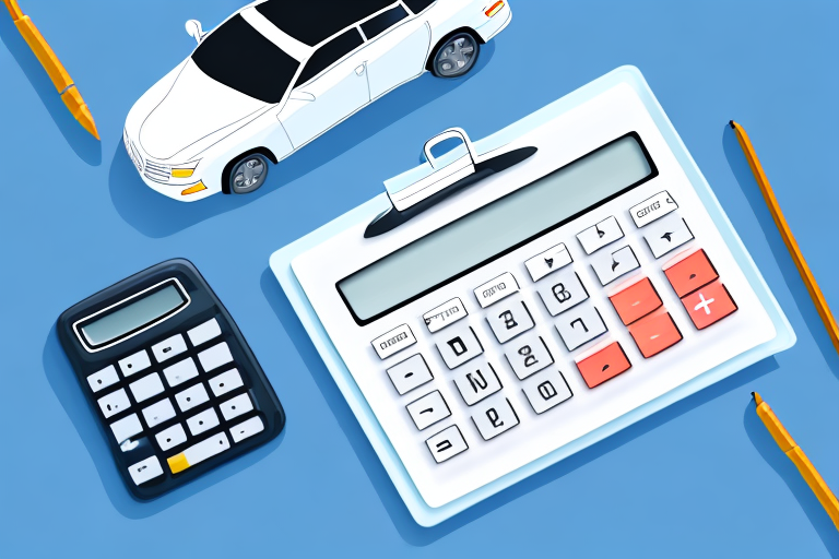 A car with a calculator and insurance policy on its roof