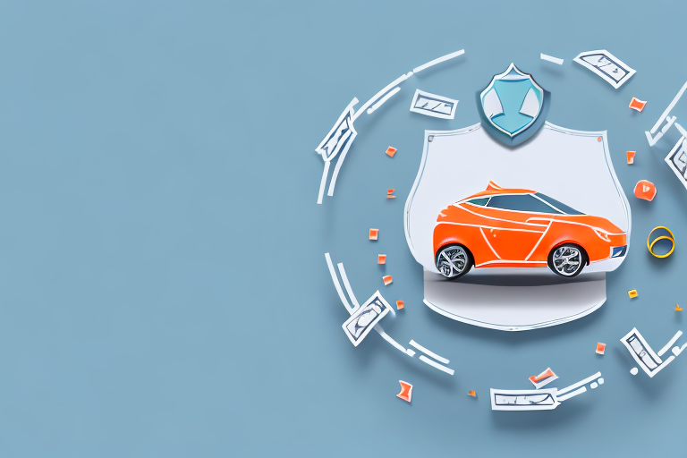 A car with downward arrows symbolizing a downgrade