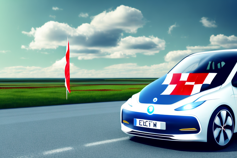 An electric car with a danish flag on it
