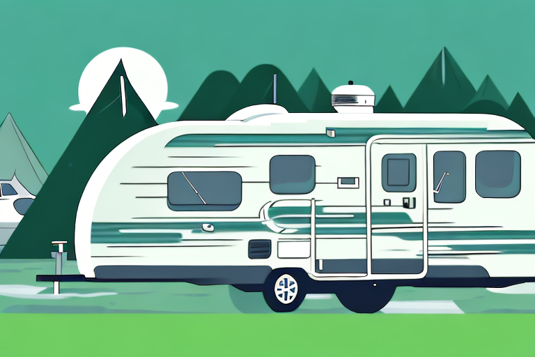 Several different styles of caravans parked in a scenic campground