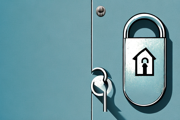 A broken lock on a house door