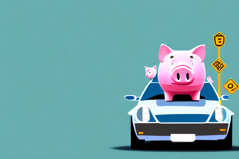 A car with a piggy bank on its roof