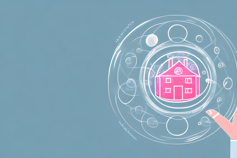 A protective bubble encompassing various symbolic elements representing a house