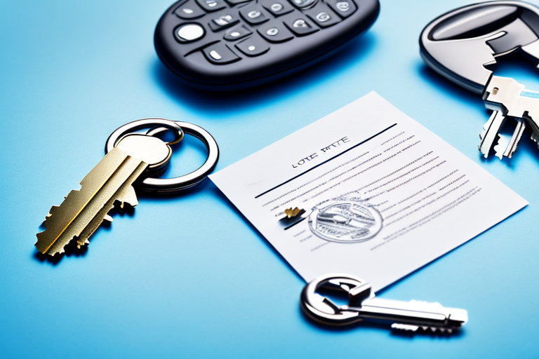 A set of house and car keys lying next to an insurance policy document