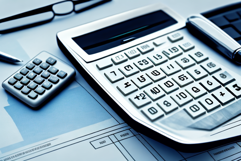 A calculator next to a car