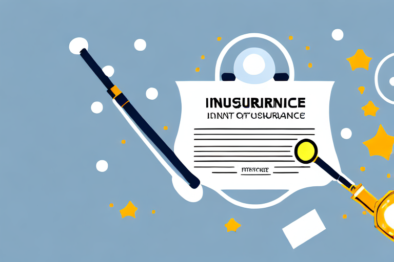 Several insurance policy documents with a magnifying glass hovering over them